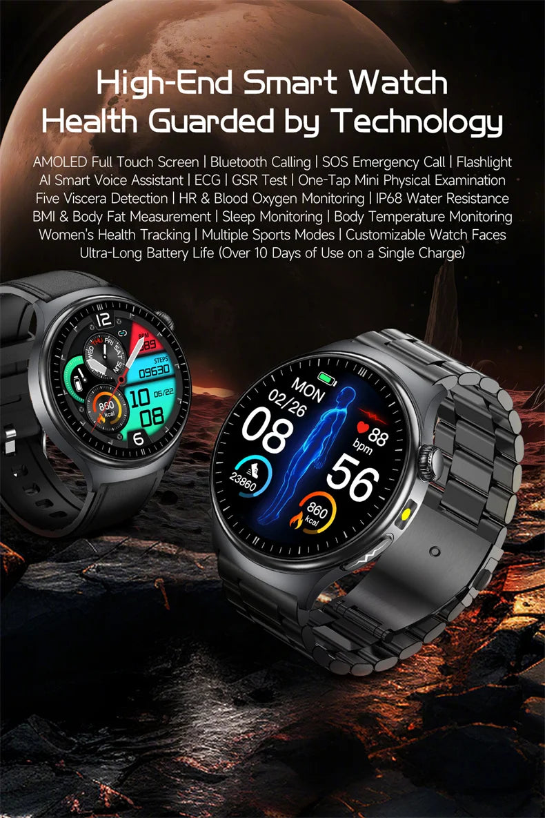 New Accurate ECG Smart Watch Heart Health Analysis Blood oxygen Pressure BT
