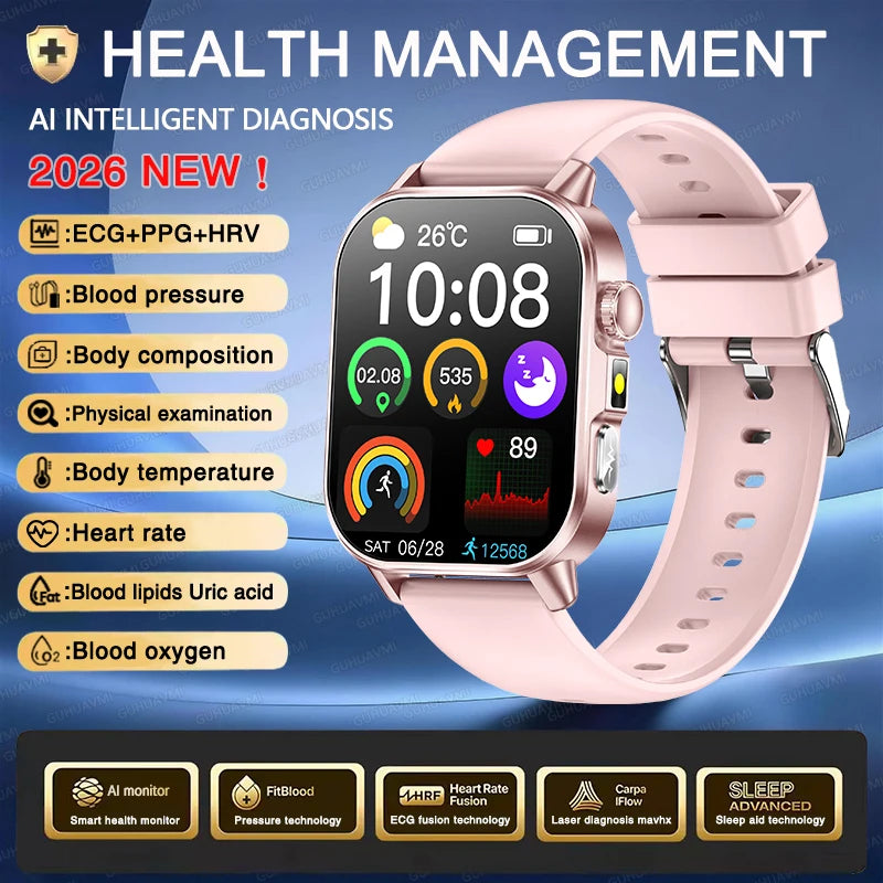 New Men Accurate Health Diagnosis ECG Smart Watch Blood Pressure Smartwatch