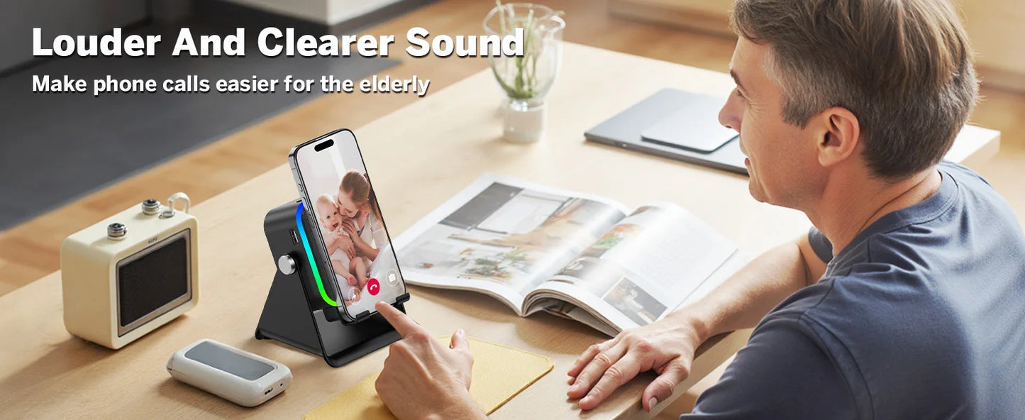Wireless Induction Speaker 8 RGB Lights HIFI Sound Portable Bluetooth Phone