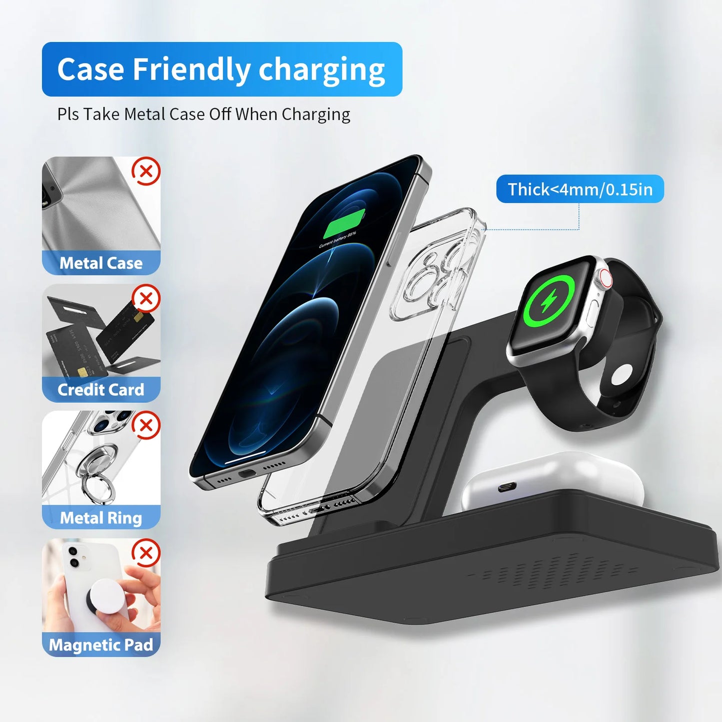 3 In 1 Wireless Charging Station Magnetic Fast Charging 18W Foldable