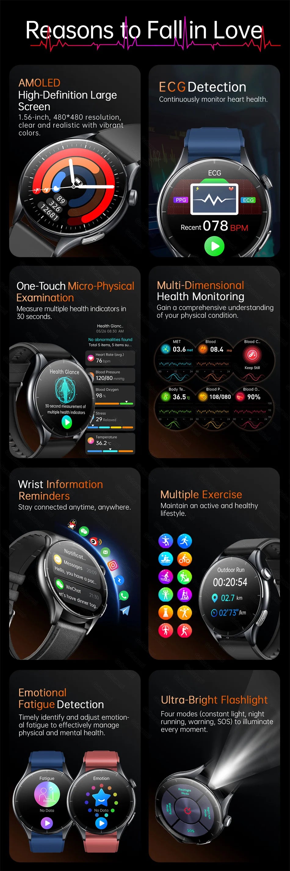 2026 New Smart Watch NFC ECG+PPG Blood oxygen Uric Acid Blood Pressure