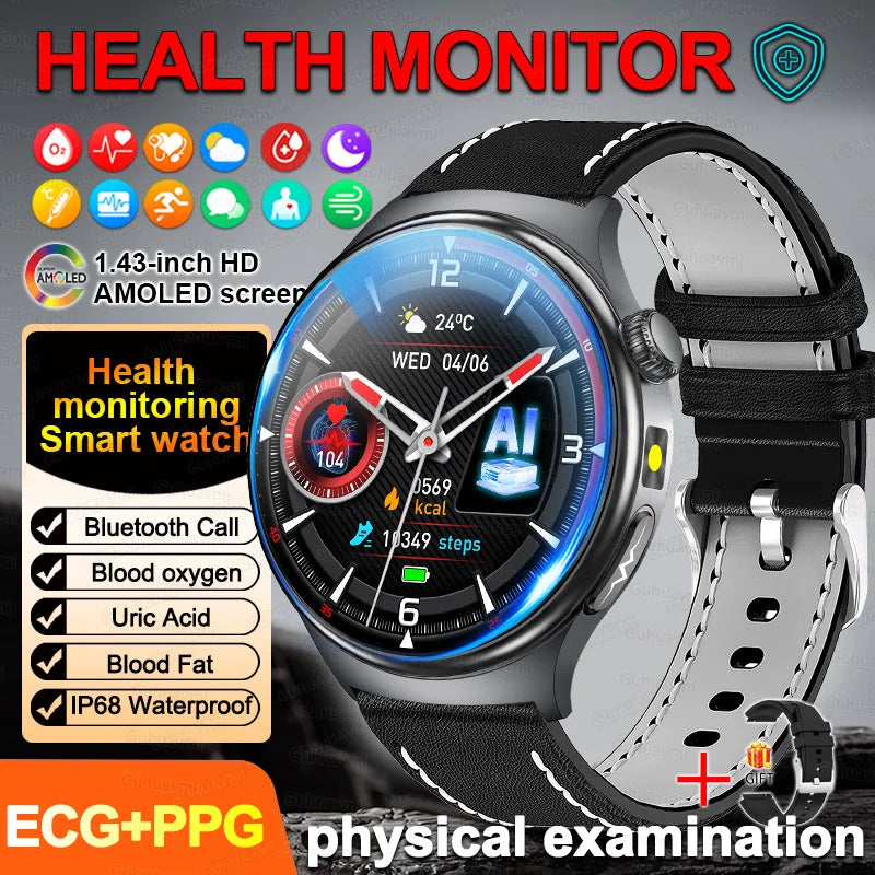 New Accurate ECG Smart Watch Heart Health Analysis Blood oxygen Pressure BT