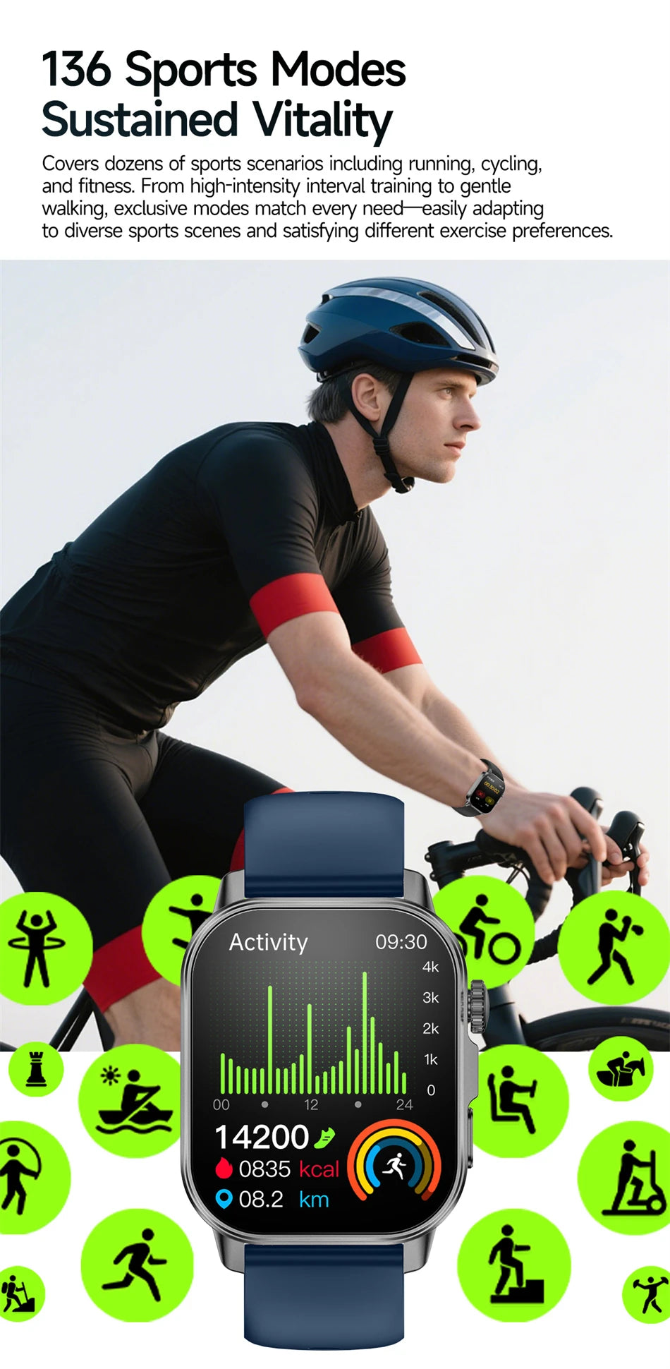 New Men Accurate Health Diagnosis ECG Smart Watch Blood Pressure Smartwatch