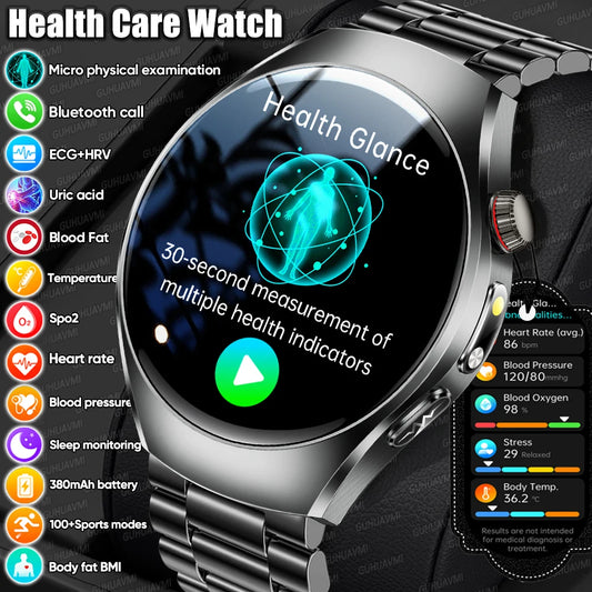 2026 New Accurate Body Health analysis Smart Watch Men ECG Blood lipids Uric