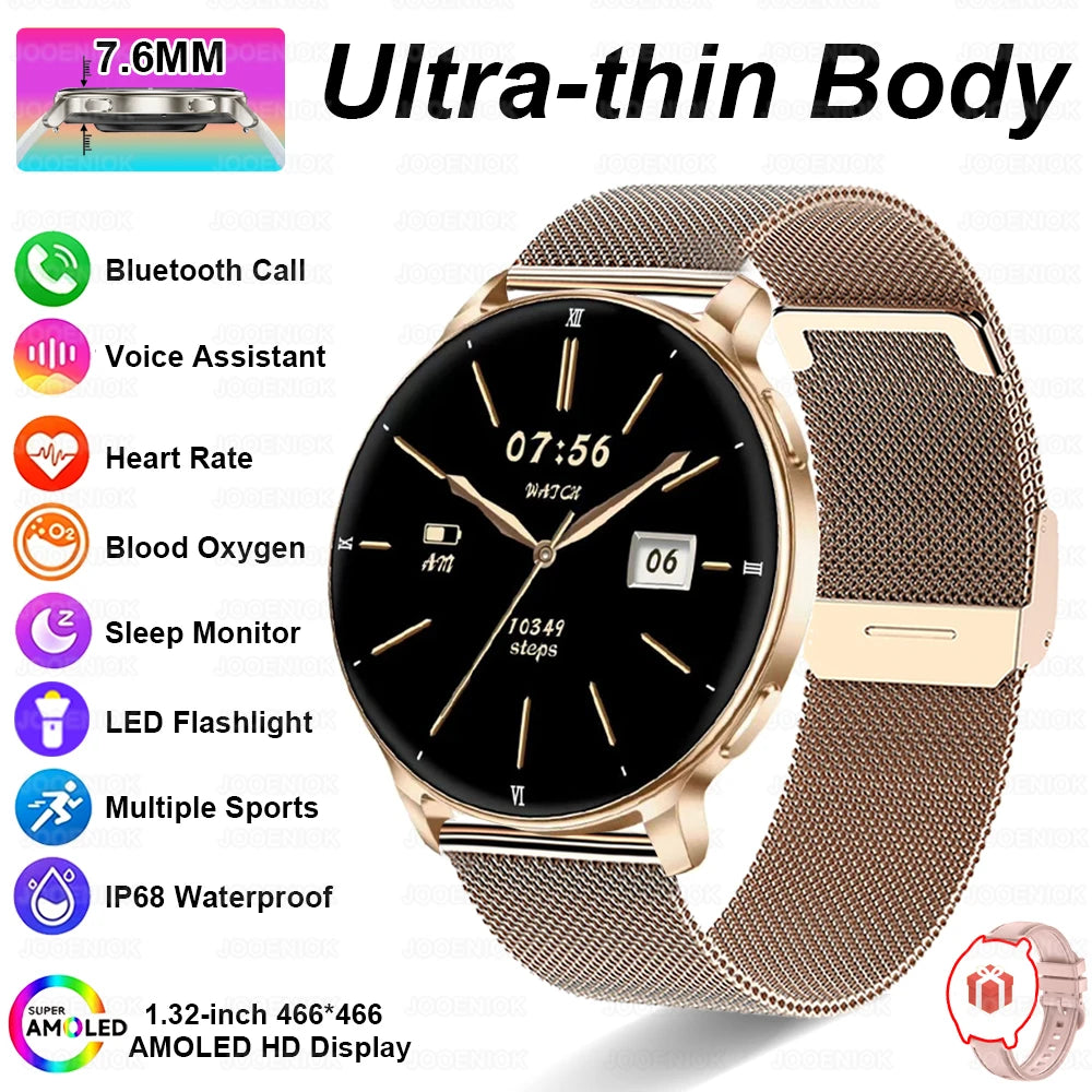 2026New 7.6mm Ultra Thin Women Smartwatch AMOLED Display Bluetooth