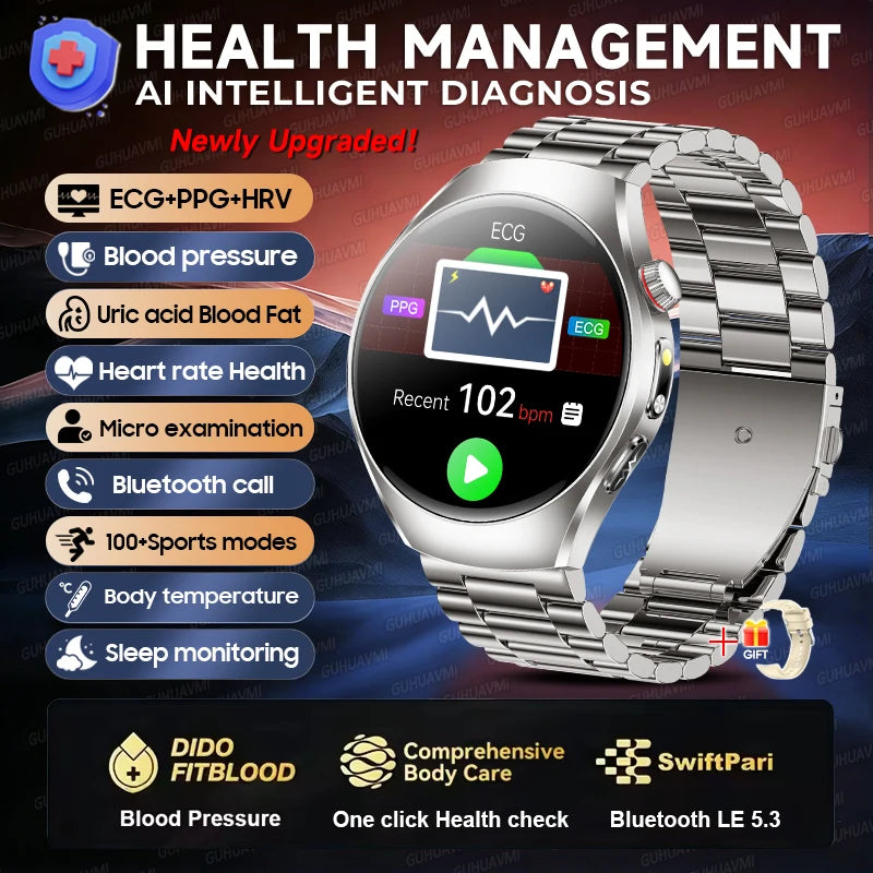2026 New Accurate Body Health analysis Smart Watch Men ECG Blood lipids Uric