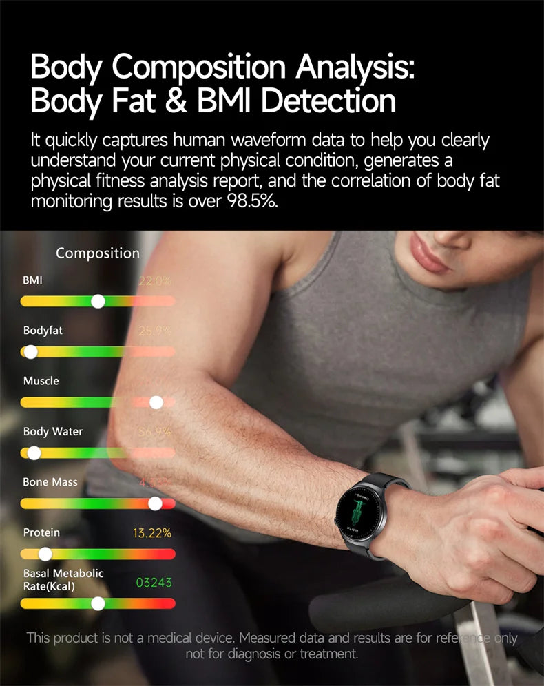 New Accurate ECG Smart Watch Heart Health Analysis Blood oxygen Pressure BT