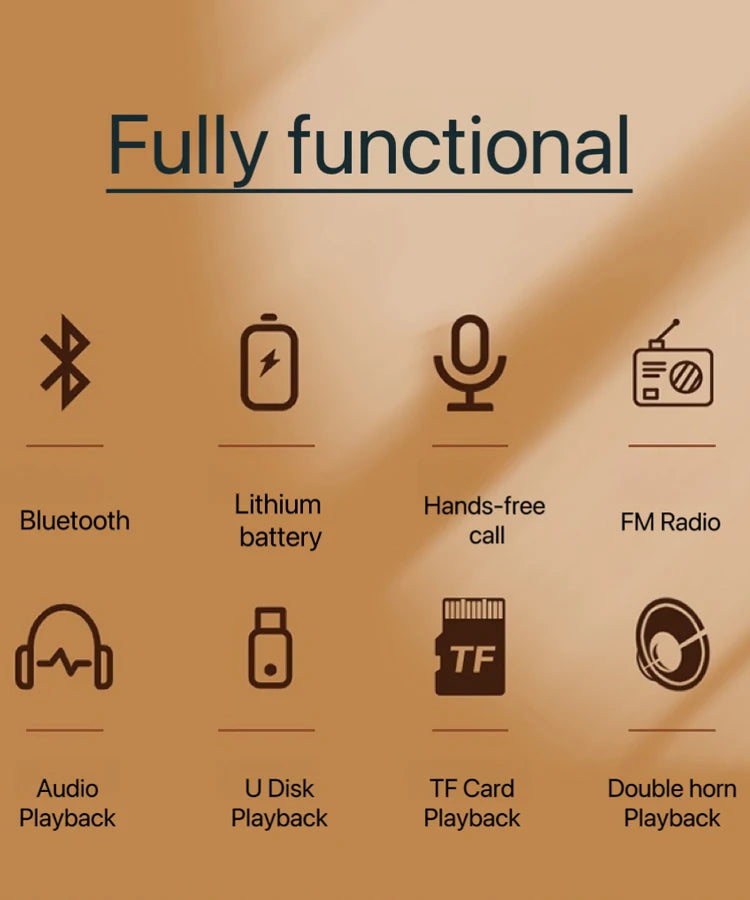 Retro Portable Wireless Bluetooth Speaker High-Quality Powerful Stereo Sound Box