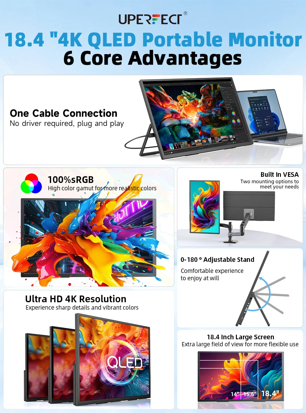 Portable Monitor Gaming Computer Display Ultra-Slim Extend Screen