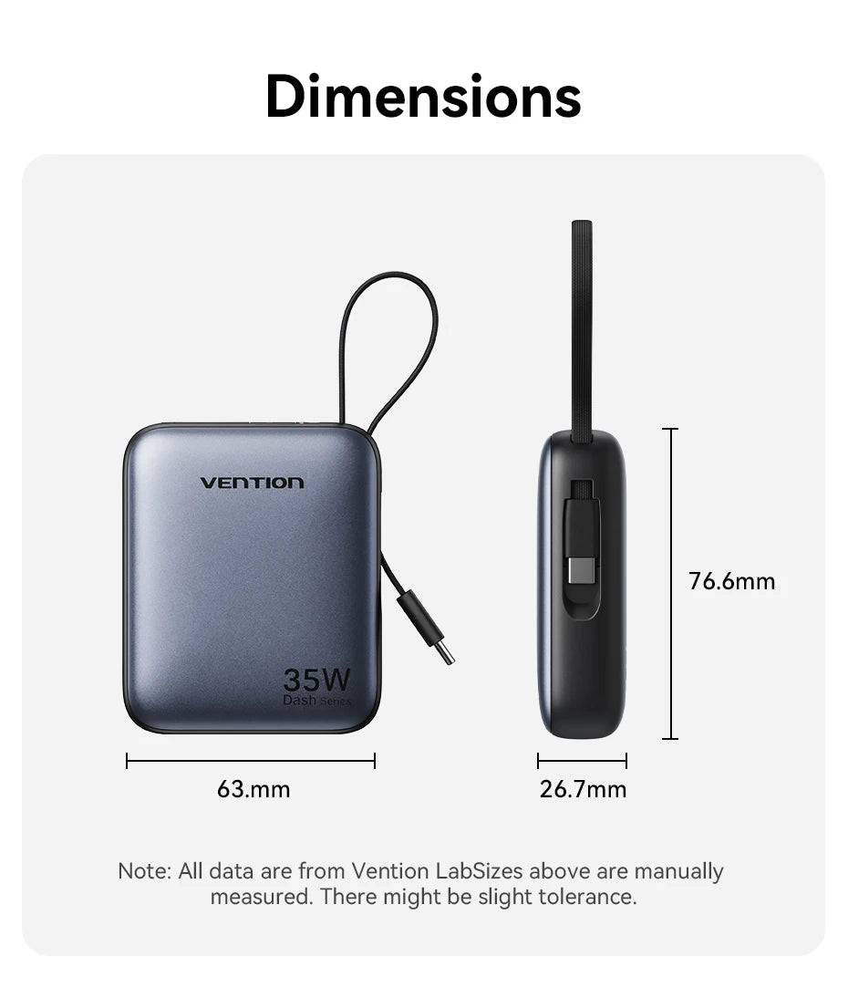 Vention 35W Mini Power Bank PD Fast Charge 10000mAh Portable Power Bank