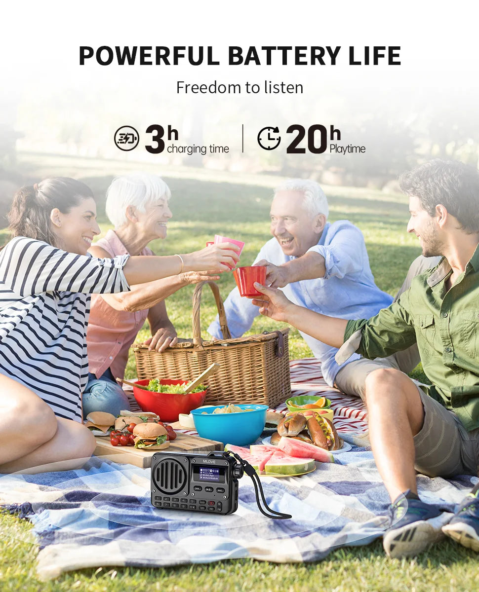 MLOVE BV800 Super-Portable Bluetooth Speaker with FM Radio LCD Screen