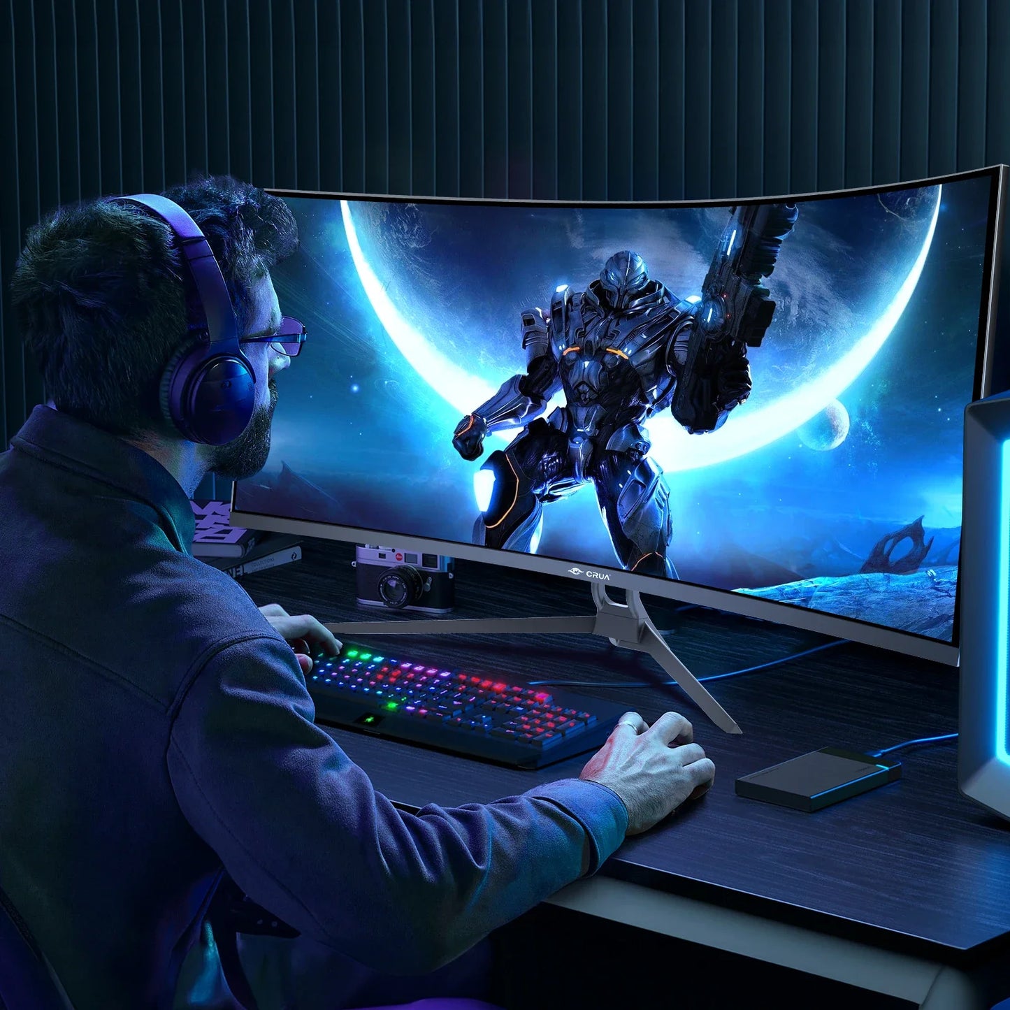 34 CRUA Gaming Monitor 34-inch Curved Ultrawide WQHD Monitor VA Panel Display