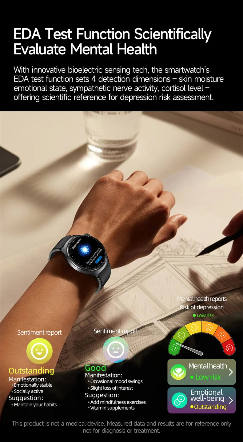 New Accurate ECG Smart Watch Heart Health Analysis Blood oxygen Pressure BT