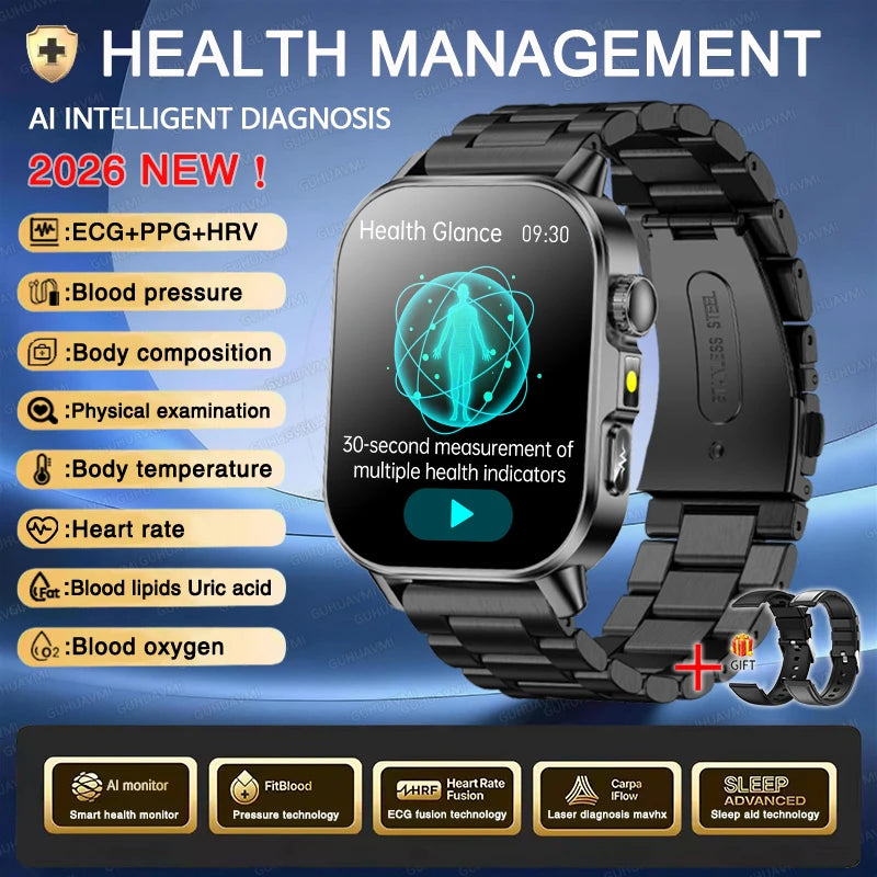New Men Accurate Health Diagnosis ECG Smart Watch Blood Pressure Smartwatch