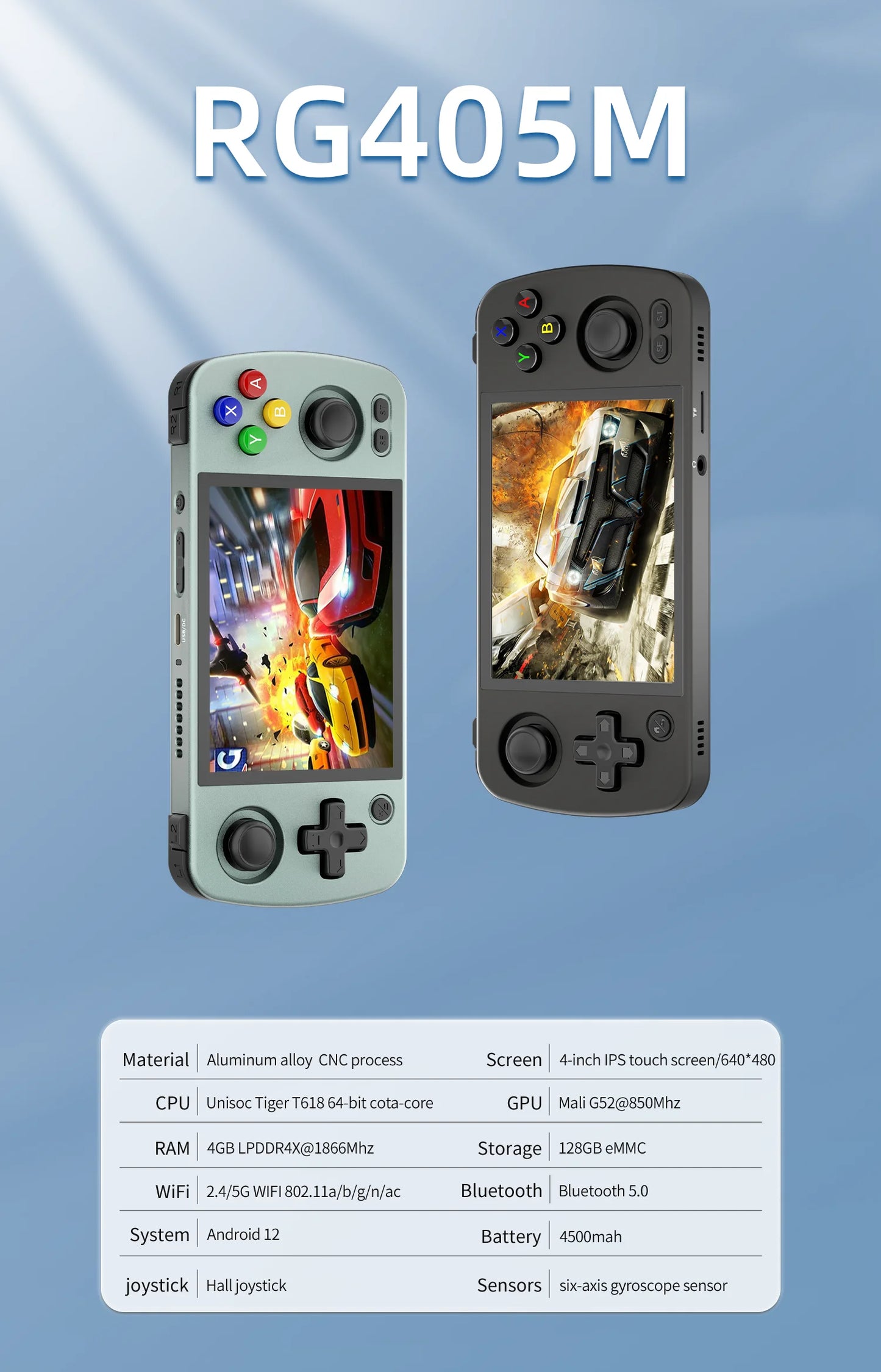 Anbernic RG405M Handheld Game Console 4'' IPS Touch Screen Android12
