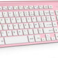 Wireless Keyboard Ergonomic French Keyboard for PC Laptop-Pink/Grey/Silver