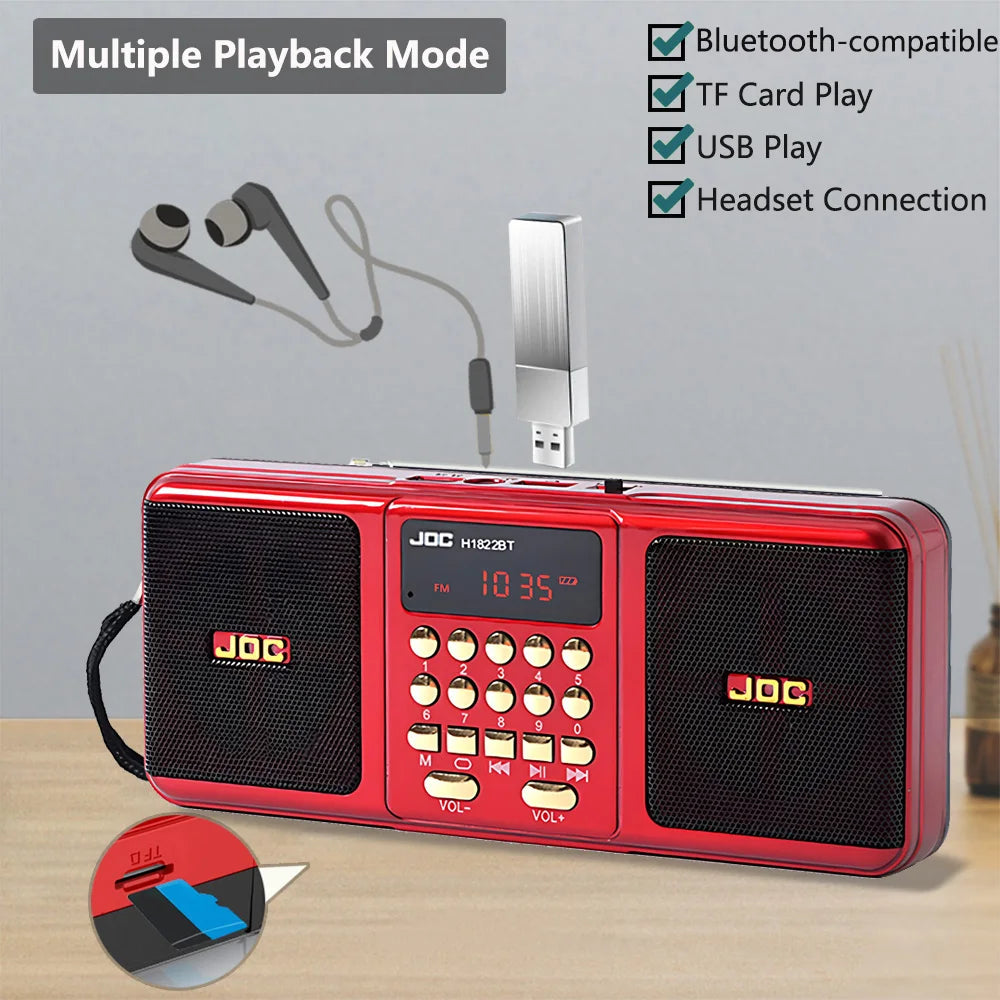Portable FM Radio Rechargeable Battery Wireless Speaker Support TF USB MP3