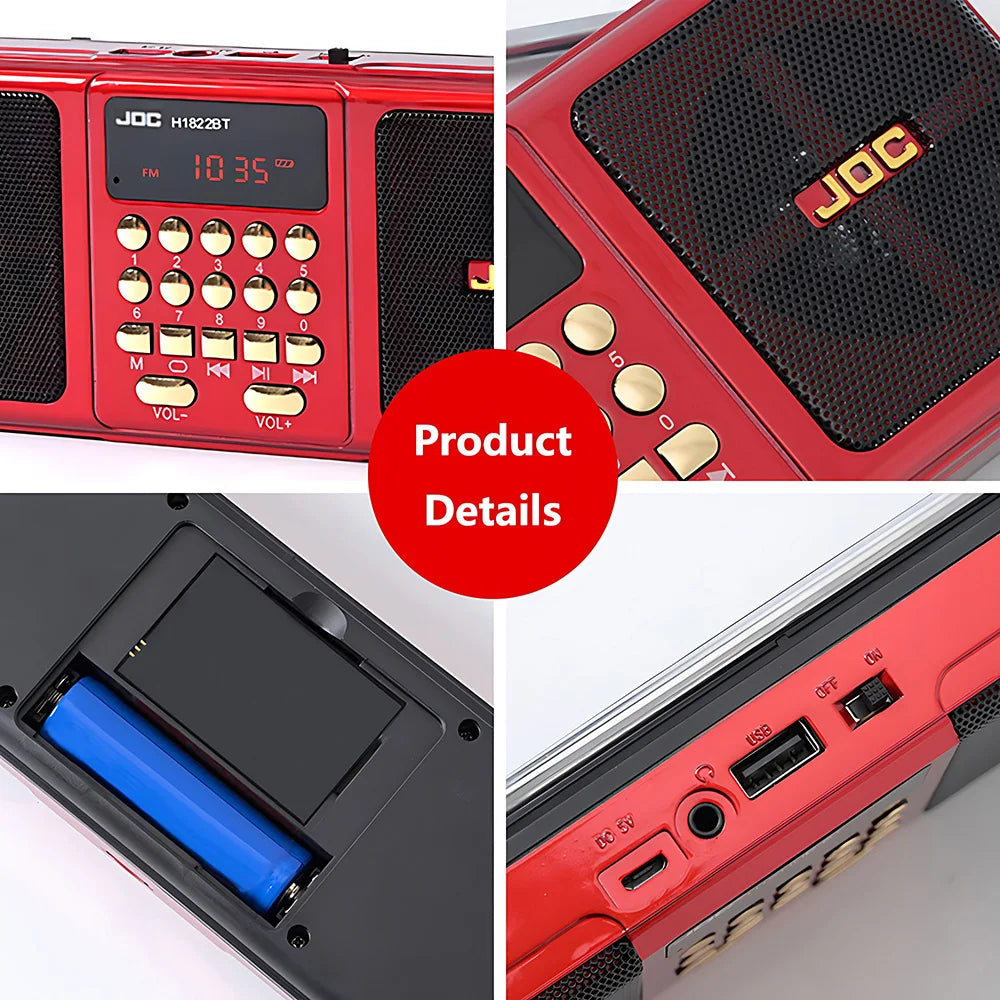 Portable FM Radio Rechargeable Battery Wireless Speaker Support TF USB MP3
