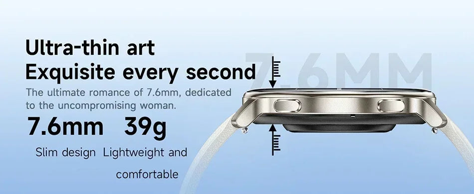 2026New 7.6mm Ultra Thin Women Smartwatch AMOLED Display Bluetooth