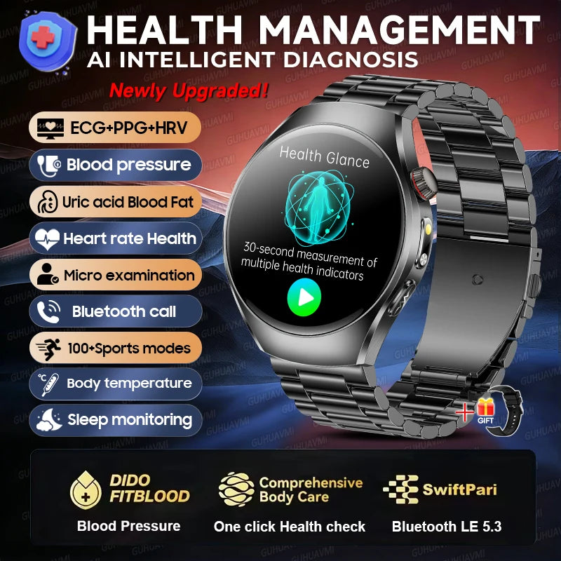 2026 New Accurate Body Health analysis Smart Watch Men ECG Blood lipids Uric