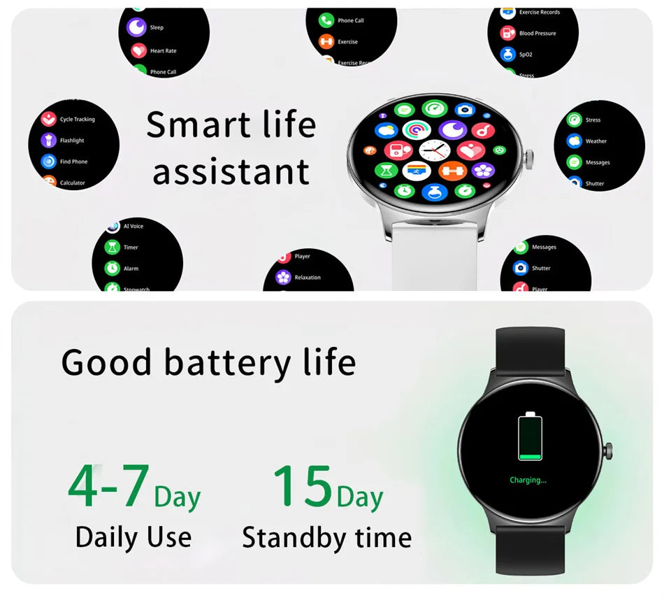 ChiBear Ultra Thin Fashion Smart Watch Women Screen Always Display Time