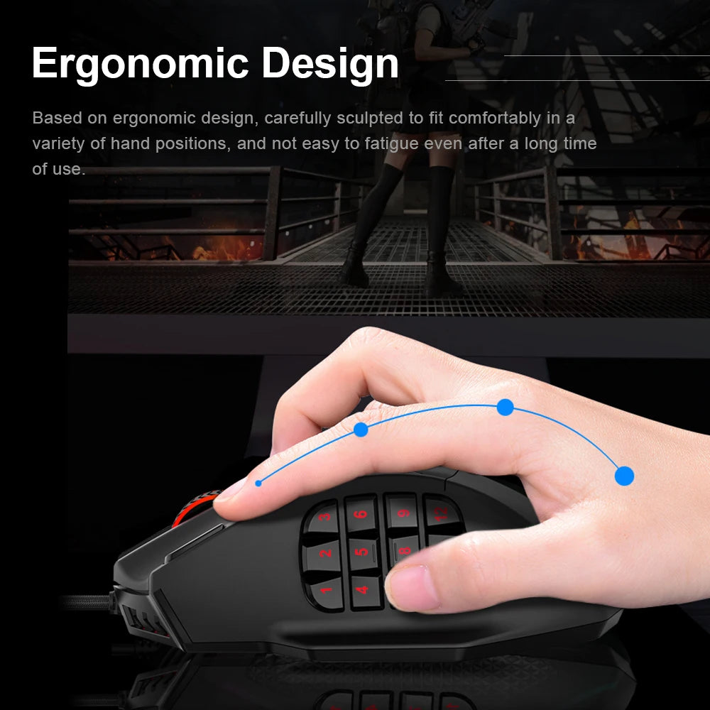 USB Wired RGB Gaming Mouse 24000 DPI SG8960 19 buttons programmable game