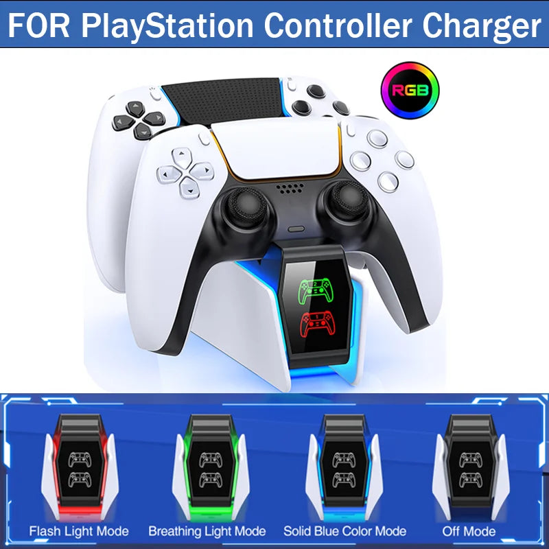 RGB Controller Charging Station For PS5 Dual Fast Charger RGB Indicator Charging
