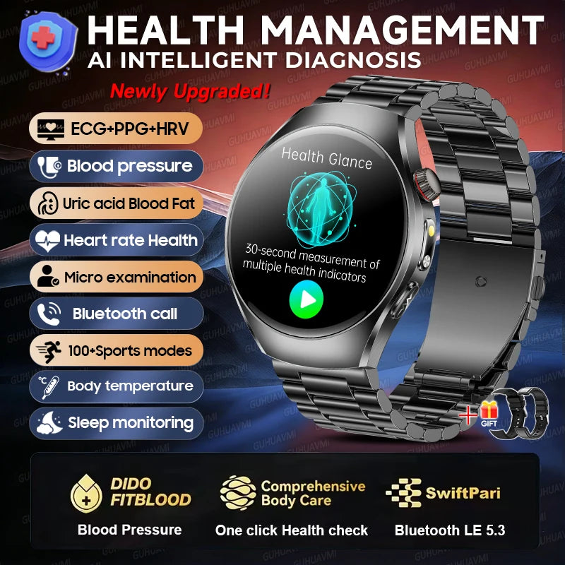 2026 New Accurate Body Health analysis Smart Watch Men ECG Blood lipids Uric