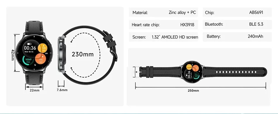 2026New 7.6mm Ultra Thin Women Smartwatch AMOLED Display Bluetooth
