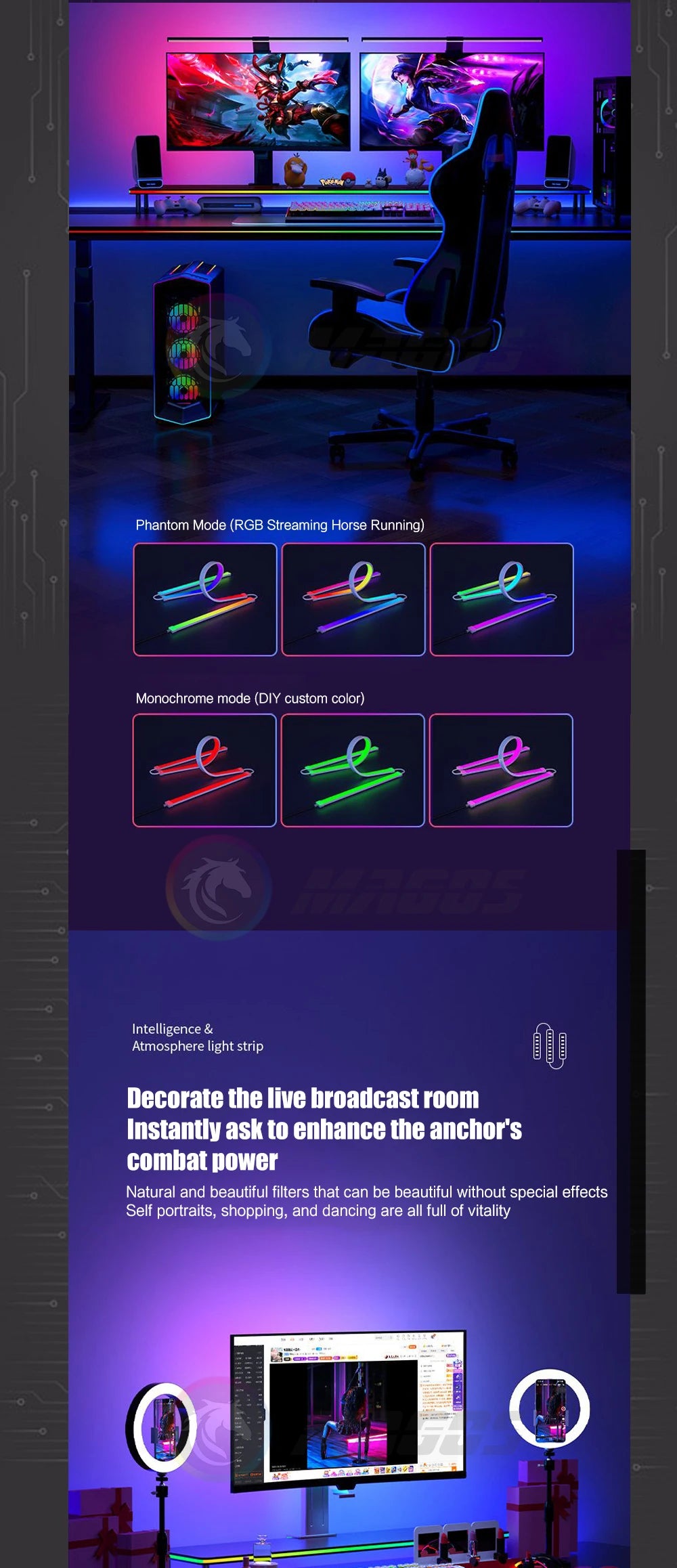 Skydimo Monitor Ambilight Lights PC E-Sport Gamer Ambient RGB Strip, Desktop